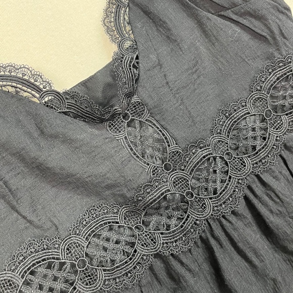 Express Babydoll Lace Detailed Trapeze Tiered Black Cami Tank Mini Dress XS - Picture 4 of 9